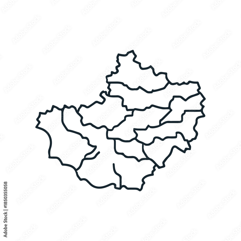 Obraz premium Dark Blue Outlined Map on White Background, Minimalist Design