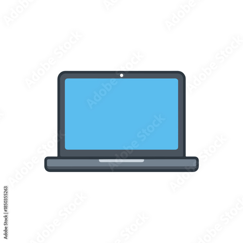 Flat Design Laptop Icon on White Background
