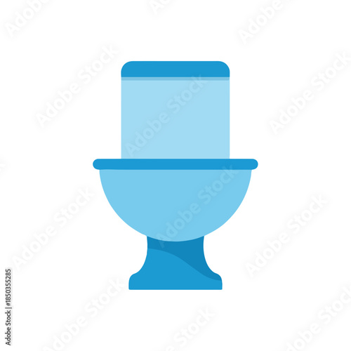 Flat Illustration Modern Blue Toilet Icon on White