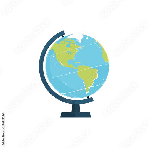 Flat Earth Globe Illustration for Education or Travel