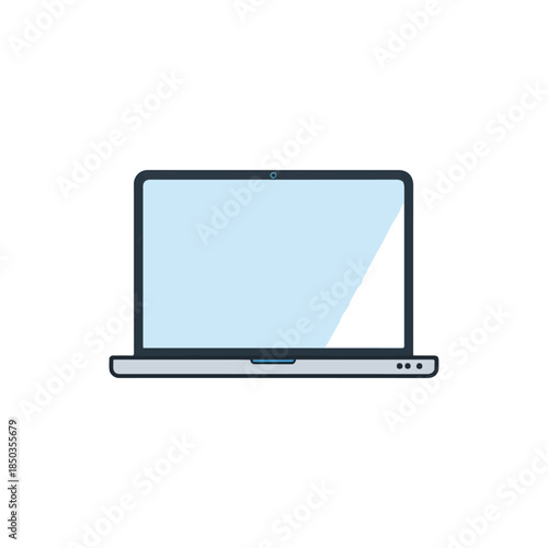 Minimalist Laptop Icon on White Background for Tech Design