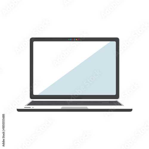 Minimalist Laptop Illustration with Colorful Dots on White