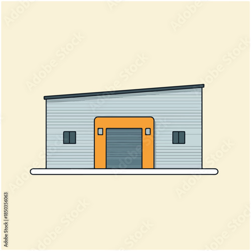 Modern Warehouse Illustration Minimalist Design, Commercial Space
