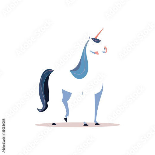 Playful Unicorn Illustration in Minimalist Style on White