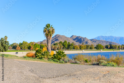 Wallpaper Mural Arid Landscape And Reservoir Panorama at Lake Perris in California Torontodigital.ca