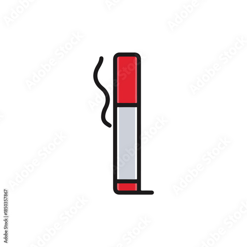Cigarette Icon with Smoke Flat Line Art Style