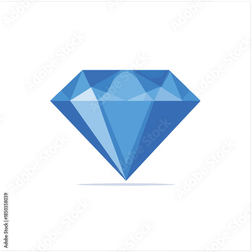 Elegant Blue Diamond on White Background, Minimalist Design