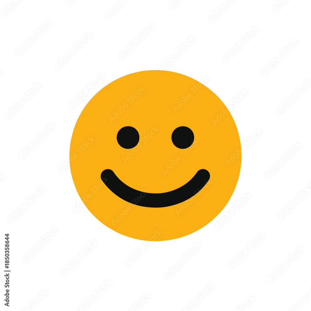 Fototapeta premium Happy Smiley Face Simple Yellow Circle Icon