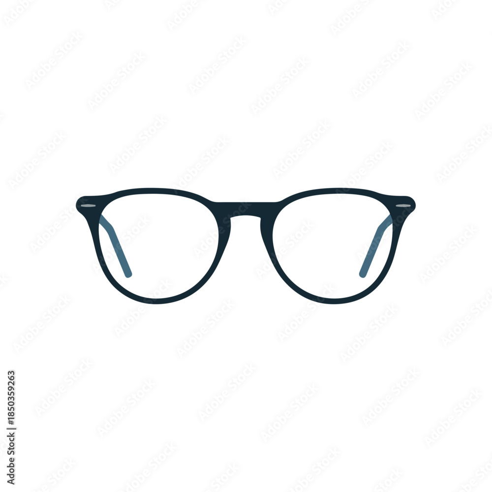 Fototapeta premium Stylish Blue Eyeglasses on White Fashion Accessory Icon