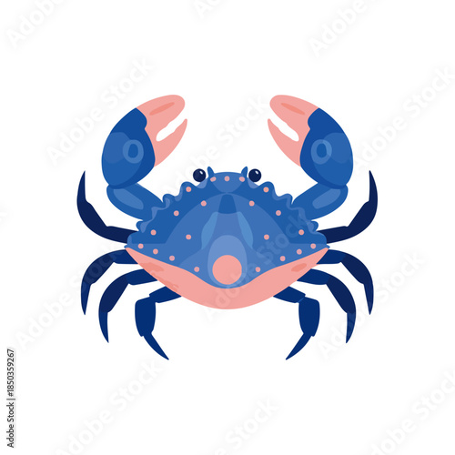 Stylized Blue Crab Illustration on White Background