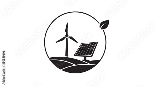 Renewable Energy Wind Turbine Solar Power Sustainability Vector Icon