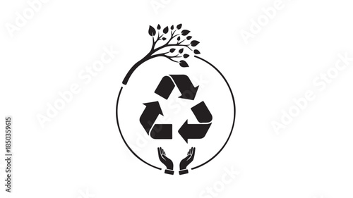 Recycling Environmental Protection Sustainability Vector Icon Silhouette Design