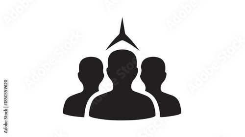 Team Leadership Hierarchy Management People Vector Silhouette Icon
