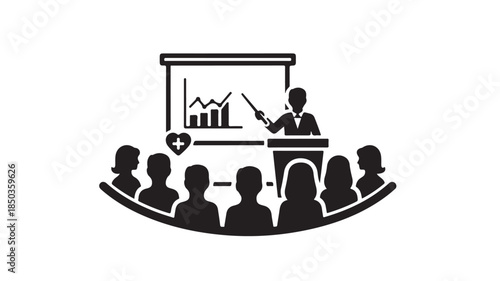 Educational Seminar Training Lecture Audience Vector Silhouette Illustration