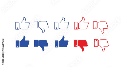 Thumbs Up and Down Icons in Various Colors.
