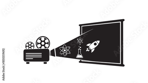 Science Education Classroom Projector Learning Vector Silhouette