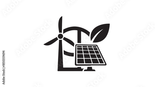 Renewable Energy Wind Solar Sustainability Vector Silhouette