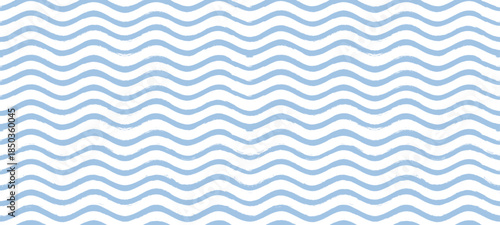 Seamless Wave Pattern, Hand drawn water sea vector background. Wavy beach print, curly grunge paint lines, watercolor stripes
