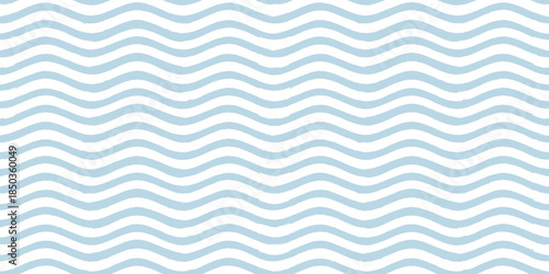 Seamless Wave Pattern, Hand drawn water sea vector background. Wavy beach print, curly grunge paint lines, watercolor stripes