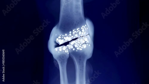 Medical X ray view of bone fracture healing over time showing callus formation calcium buildup and full skeletal remodeling process