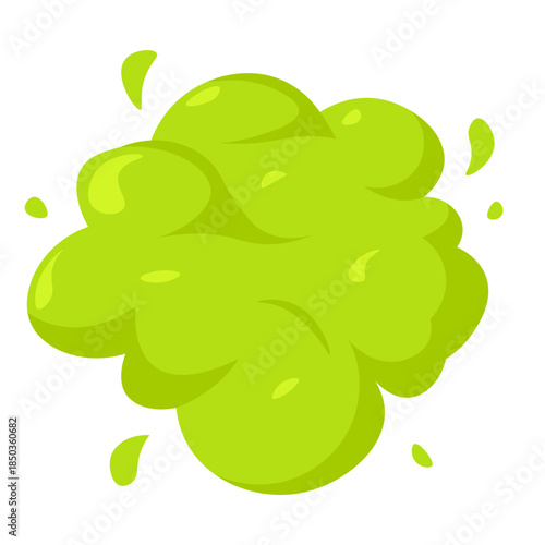 Bad smell cloud, green vector icon