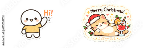 Characters greeting and celebrating holiday with drinks and festive items in a fun setting