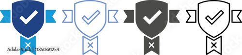 Verified security shield icon set in multiple styles