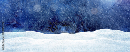 Canvas Print Snowdrifts during blizzard in winter. Banner design