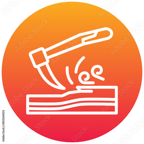 Adze Gradient Icon, Mini Illustration Relate To Carpentry, Wood Industry. Use For Modern Concept, Ui, Ux Web And App Development.