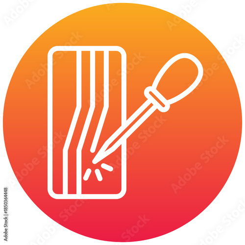 Awl Punch Gradient Icon, Mini Illustration Relate To Carpentry, Wood Industry. Use For Modern Concept, Ui, Ux Web And App Development.