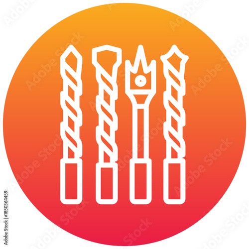 Bit Drill Gradient Icon, Mini Illustration Relate To Carpentry, Wood Industry. Use For Modern Concept, Ui, Ux Web And App Development.