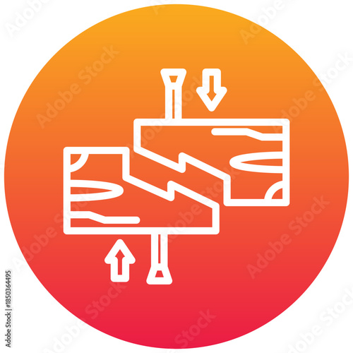 Groove Join Gradient Icon, Mini Illustration Relate To Carpentry, Wood Industry. Use For Modern Concept, Ui, Ux Web And App Development.