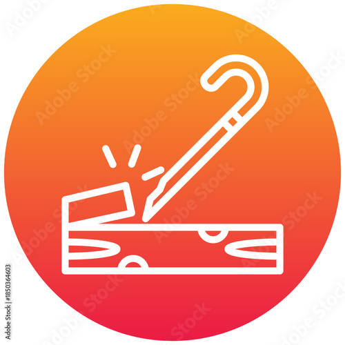 Pry Bar Gradient Icon, Mini Illustration Relate To Carpentry, Wood Industry. Use For Modern Concept, Ui, Ux Web And App Development.