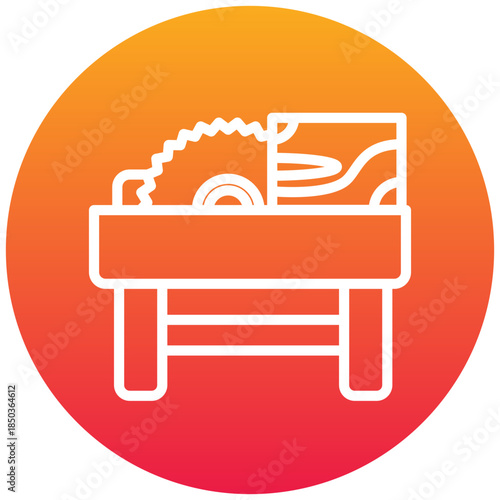 Circular Saw Gradient Icon, Mini Illustration Relate To Carpentry, Wood Industry. Use For Modern Concept, Ui, Ux Web And App Development.