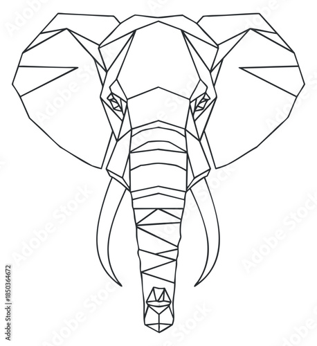 A geometric outline of an elephant head in minimalist vector style, suitable for wildlife conservation projects