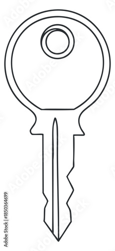 An outline illustration of a key in minimalist vector style, ideal for security design and access concepts