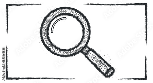 A magnifying glass illustration in hand-drawn sketch style, suitable for search-related projects and educational materials