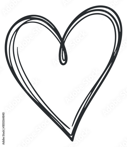 A hand-drawn heart shape in simple outline style, perfect for romantic designs and creative projects
