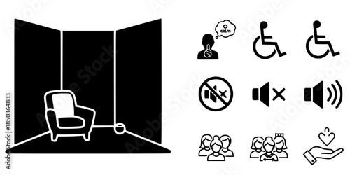 Sensory Friendly Quiet Room Mall Vector Silhouette