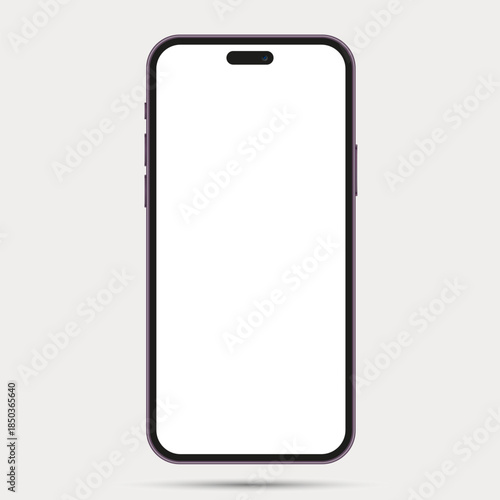 Modern Smartphone Mockup with Blank Screen Isolated on Light Background