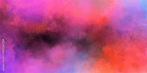 Abstract watercolor background featuring colorful splashes of red and orange paint with fire smoke and cloud textures creating a dark grunge art illustration on vintage paper