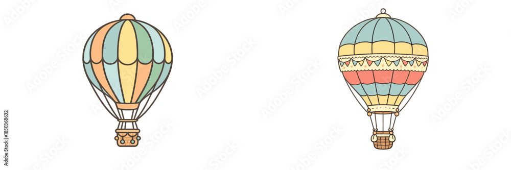 Naklejka premium Colorful hot air balloons floating in the sky during a bright day in a festive atmosphere