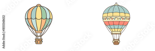 Colorful hot air balloons floating in the sky during a bright day in a festive atmosphere