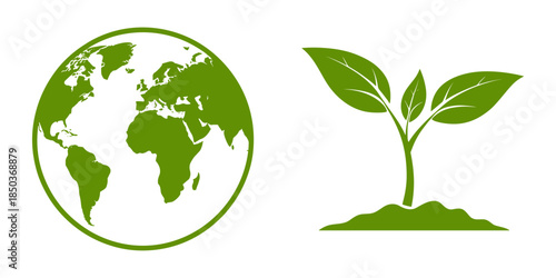 Recycle icon set of vector illustration design, eco friendly isolated symbol collection, environmental conservation silhouette, sustainable design, recycle symbol, green energy, CO2 emissions