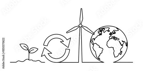 Recycle icon set of vector illustration design, eco friendly isolated symbol collection, environmental conservation silhouette, sustainable design, recycle symbol, green energy, CO2 emissions