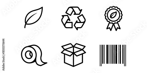Recycle icon set of vector illustration design, eco friendly isolated symbol collection, environmental conservation silhouette, sustainable design, recycle symbol, green energy, CO2 emissions