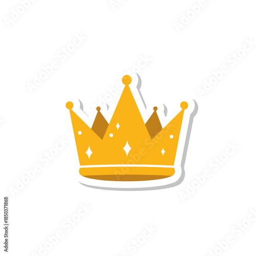 Golden Crown Sticker Illustration with White Border.
