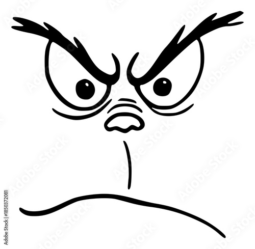 Cartoon angry eyes and mouth