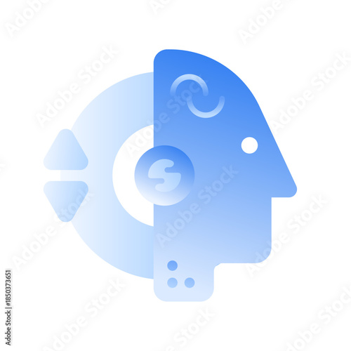 Innovative technology concept with human brain and gear integration