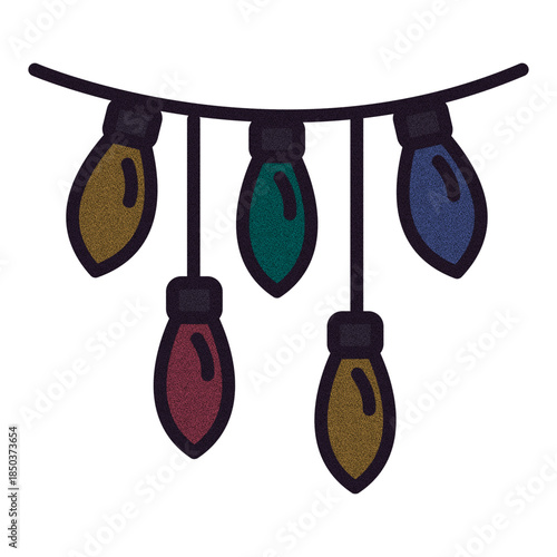 Vibrant string lights in colorful shades hanging on cord 